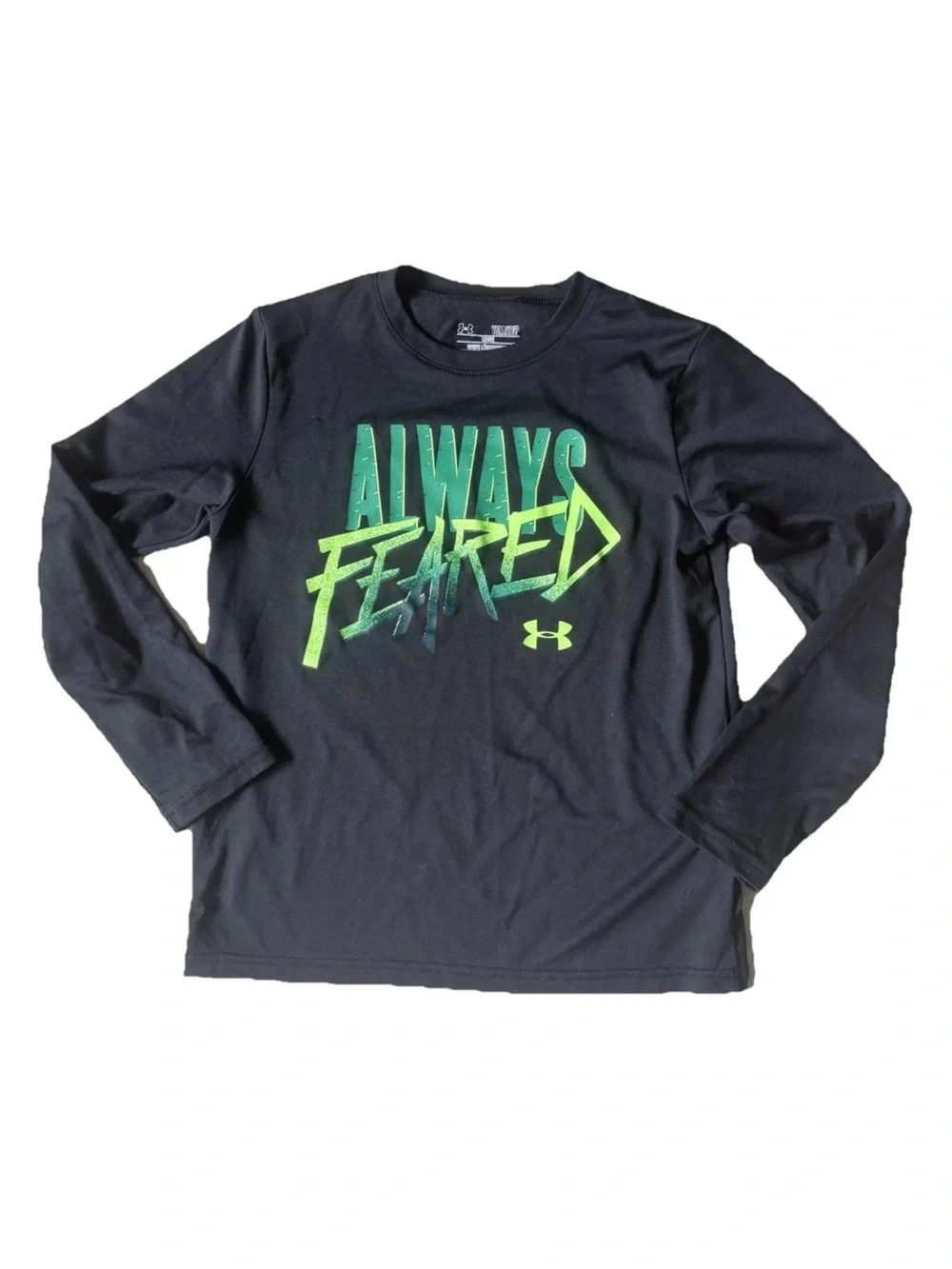 Under Armour HeatGear Boy’s S Loose Fit Long Sleeve Graphic Top Black Green